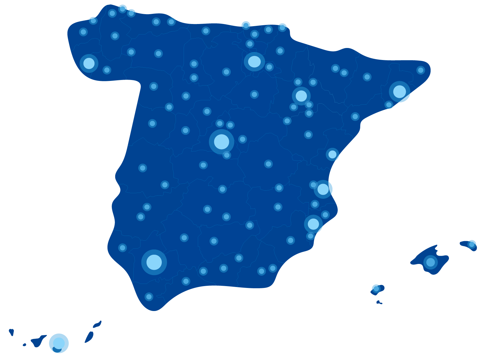 Presencia en todas las provincias de País Vasco y Navarra con más de 85 centros propios a nivel nacional